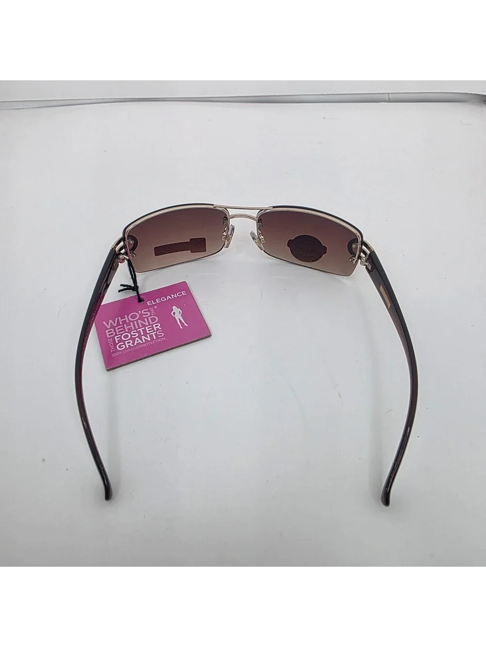 Y2K Sunglasses Foster Grant Elegance Rimless Brown Gradient Tint 2000s Deadstock